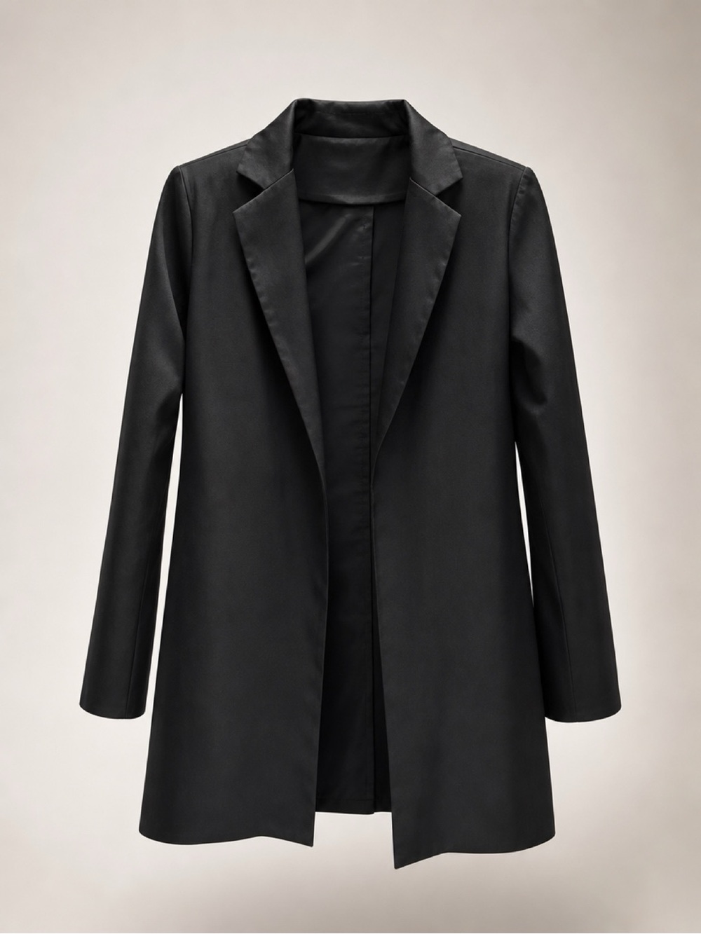 Women’s Black Open-Front Blazer Coat